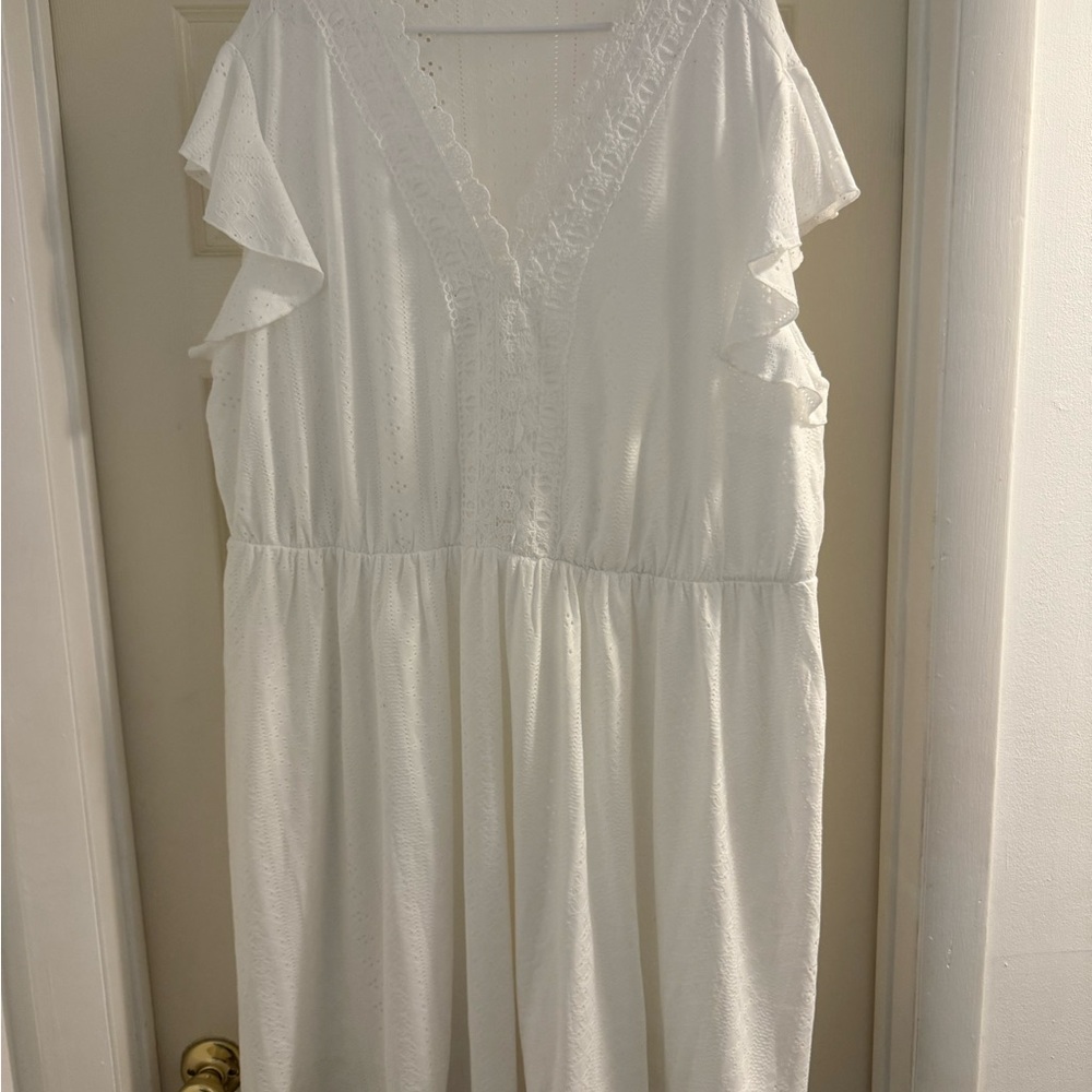 Amazon Elegant White Ruffle Midi Dress